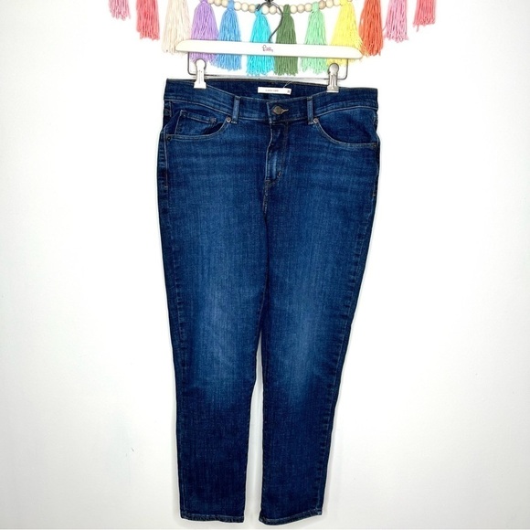 Levi’s Classic Crop Dark Wash Denim Casual High Rise Capri Denim Jeans Size 30 - Picture 2 of 16